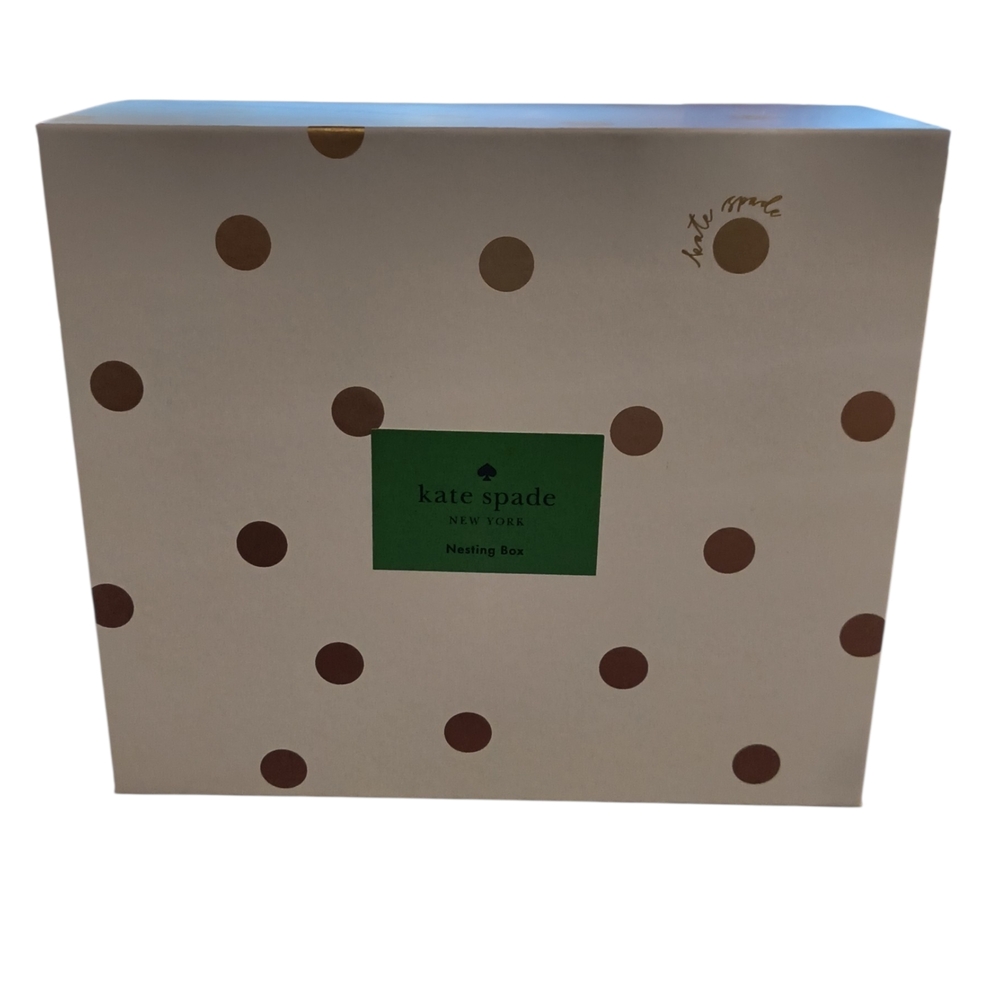 NWT Kate Spade Polka Gold Dot Nesting Box - Cream & Gold